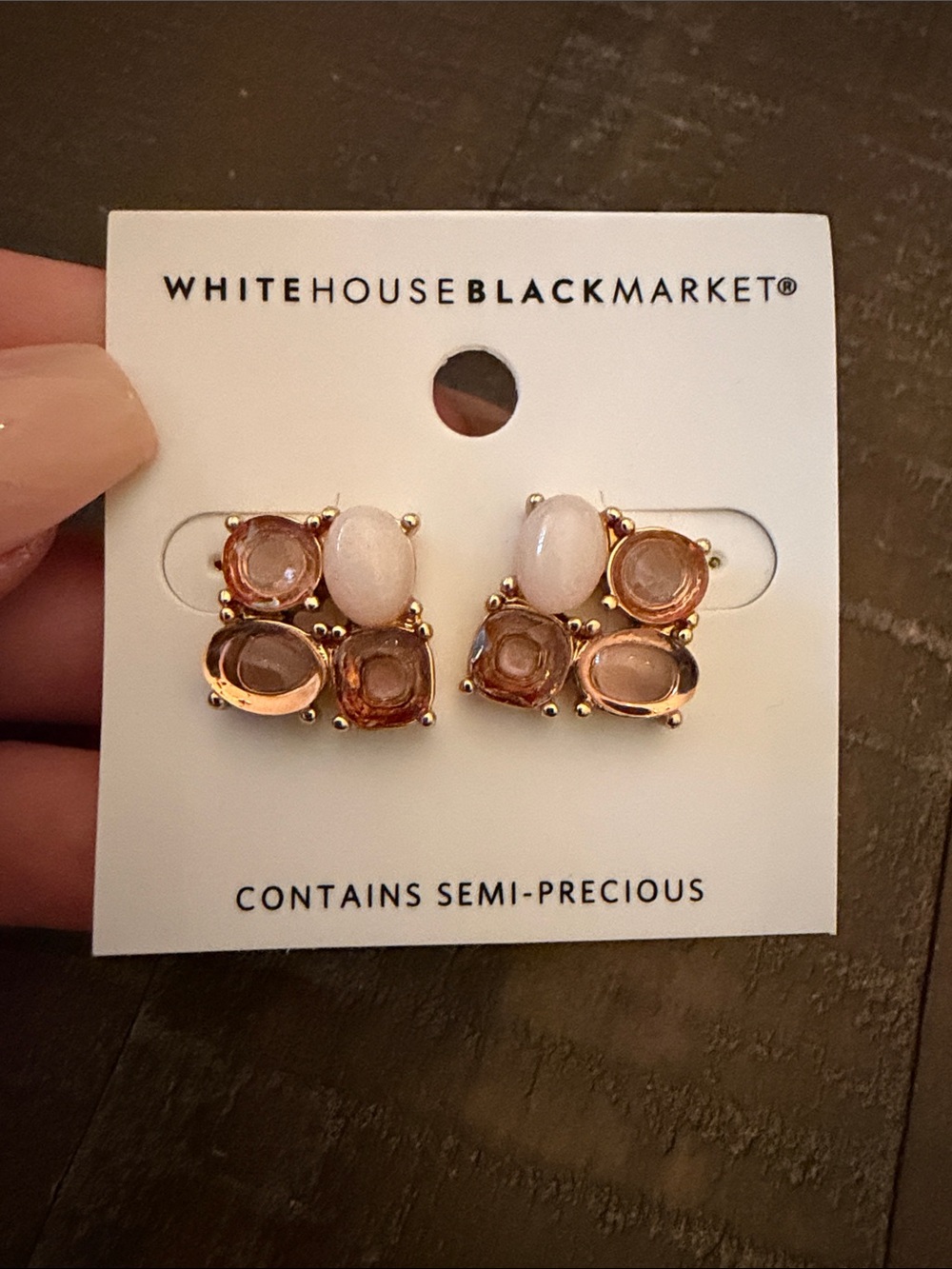 White House Black Market Rose Gold and Pink Cluster Semi-Precious Stud Earrings